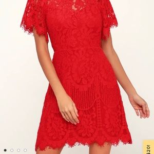 Lulus Pearson Red Lace Dress